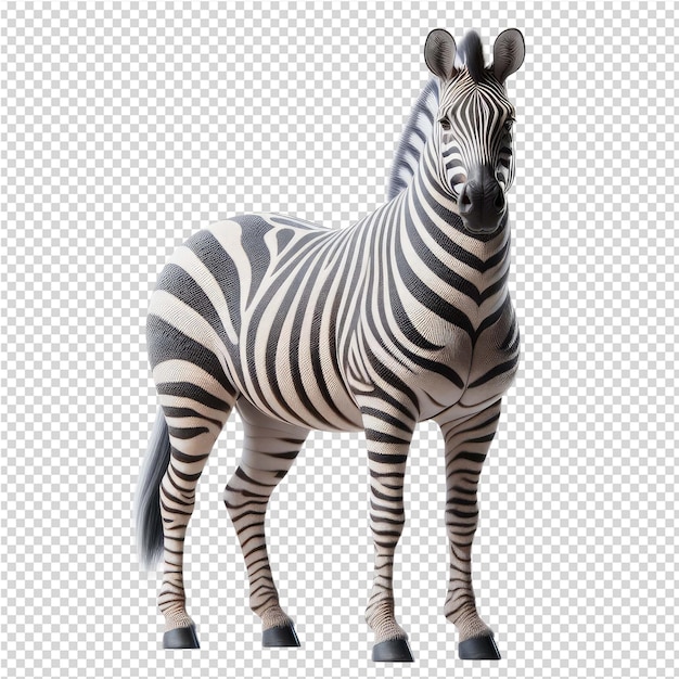 Una zebra in piedi di fronte a una griglia con una zebra su di essa