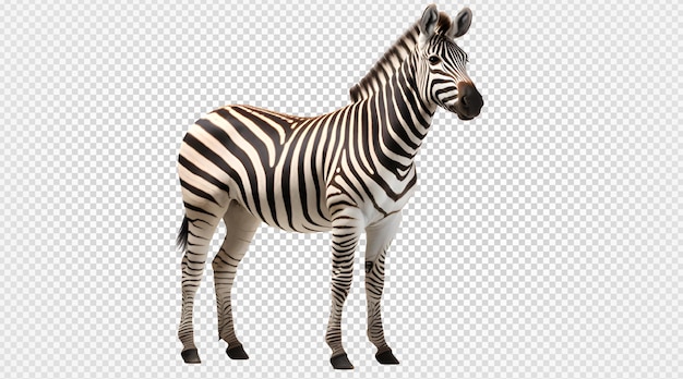 PSD zebra isolated on transparent background zebra with black and white stripes generative ai