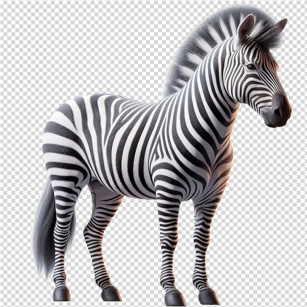 PSD zebra jest pokazana z białym tłem i czarno-białą zebrą