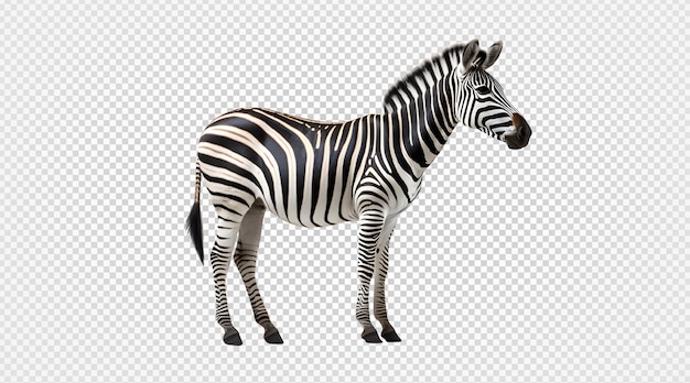 PSD zebra na przezroczystym tle zebra z czarno-białymi paskami generatywnymi ai