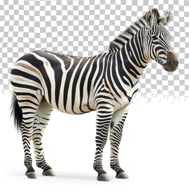Zebra Stoi Przed Białym Tłem Z Czarno-białym Tłem