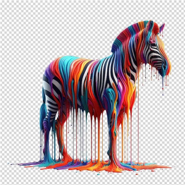 a zebra that is colored with the colors of the rainbow