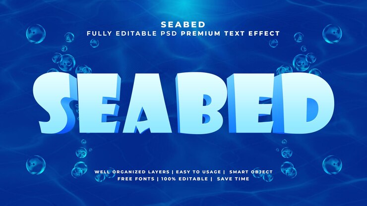 Zeebodem 3d psd teksteffect