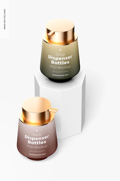 Zeepdispensers mockup, perspectief