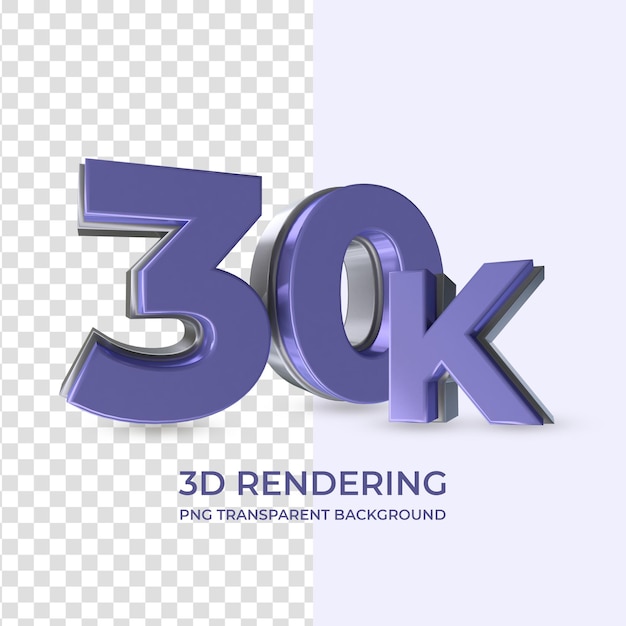 Zeer peri 30k volgers 3d-rendering geïsoleerde transparante achtergrond