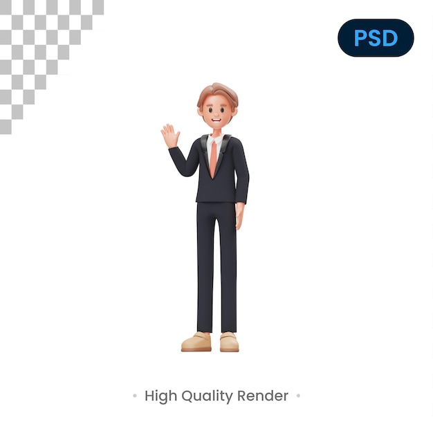 Zeg hallo 3D Character Premium Psd