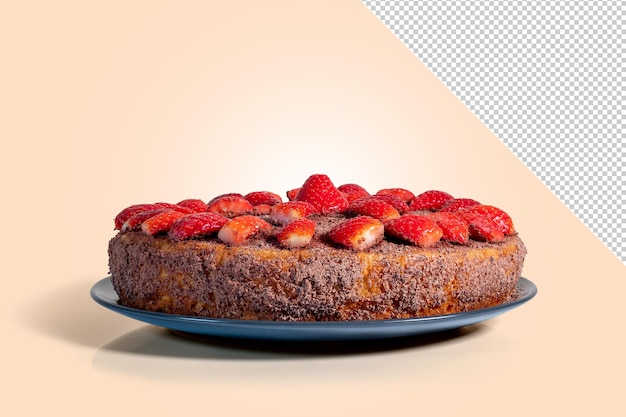 PSD zelfgemaakte cake met verse aardbeien, mockup