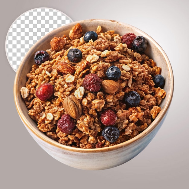 Zelfgemaakte granola op doorzichtige achtergrond