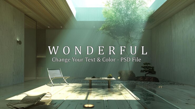 PSD zen interior design with natural light