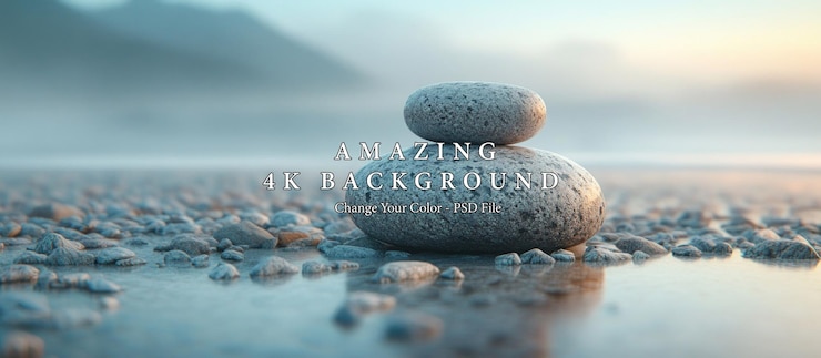 PSD zen stones on a calm beach