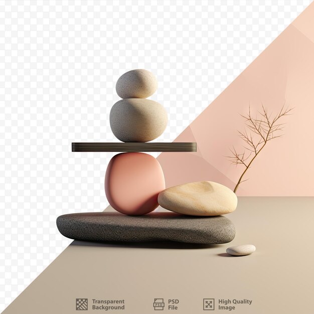 PSD zen stones and love shape on transparent background