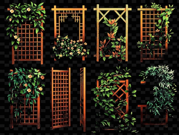 PSD zen style trellises pixel art with simple patterns featuring creative texture y2k neon item designs