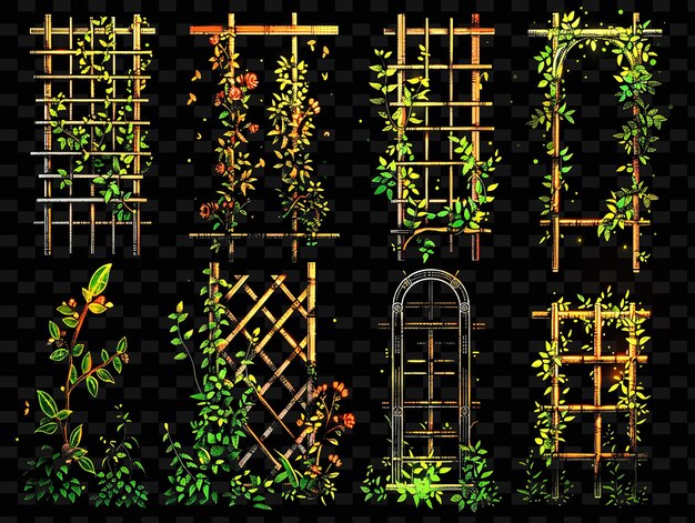 PSD zen style trellises pixel art con modelli semplici con texture creative y2k neon item designs