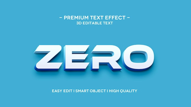 Zero 3d text sytle effect template