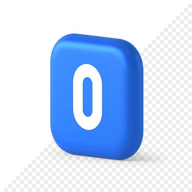 Zero character number button digital sign for math counting cyberspace communication 3d isometric icon
