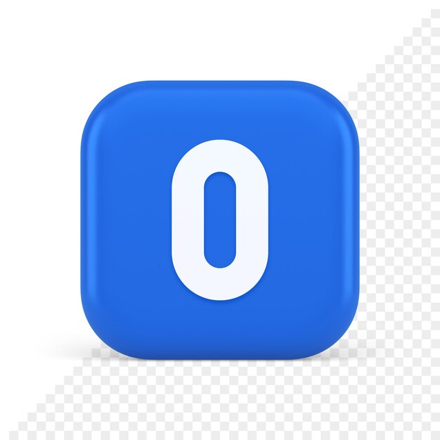 PSD zero character number button digital sign for math counting cyberspace communication 3d icon