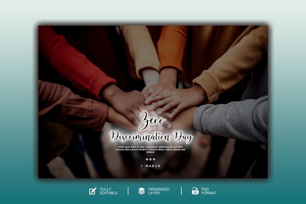 PSD zero discrimination day grafische en sociale media ontwerpsjabloon