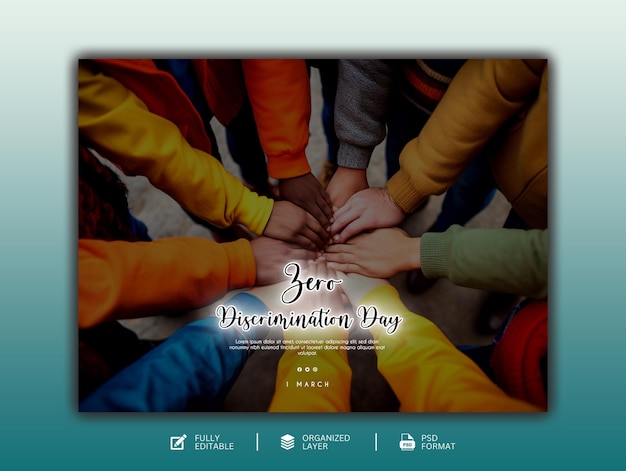 PSD zero discrimination day graphic and social media design template