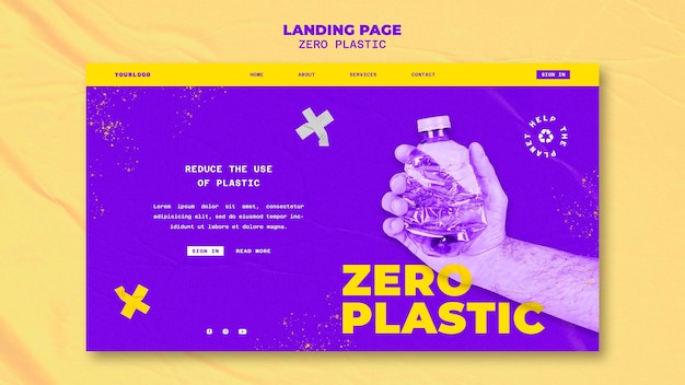 PSD modello di progettazione della pagina di destinazione in plastica zero