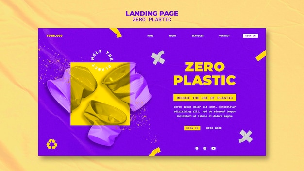 PSD modello di progettazione della pagina di destinazione in plastica zero