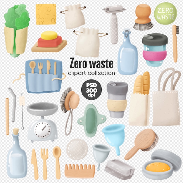 PSD zero waste clipart collection