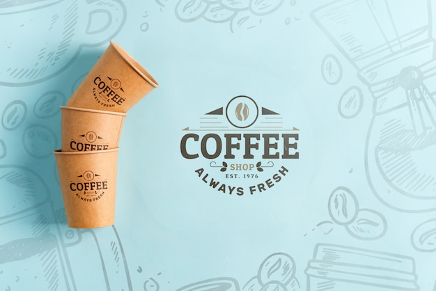 zero waste eco friendly paper disposable mockup cups