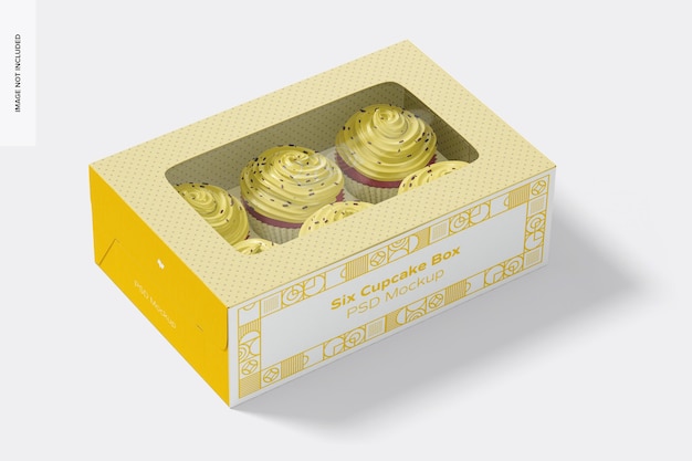 Zes cupcake box mockup