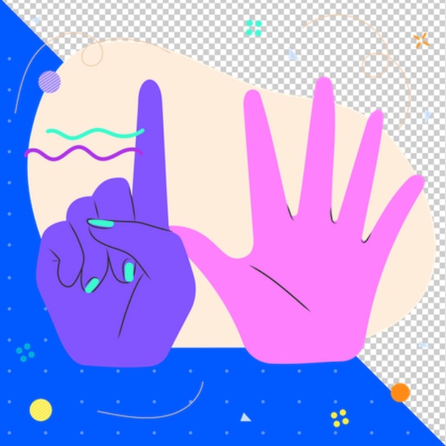 Zes vingers illustratie PNG Transparante achtergrond