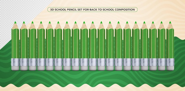 Zestaw 3d Zielonych Ołówków Do Makijażu Z Okazji Powrotu Do Szkoły