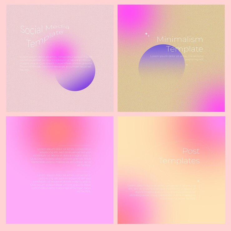 PSD zestaw gradientowego i minimalistycznego posta na instagramie