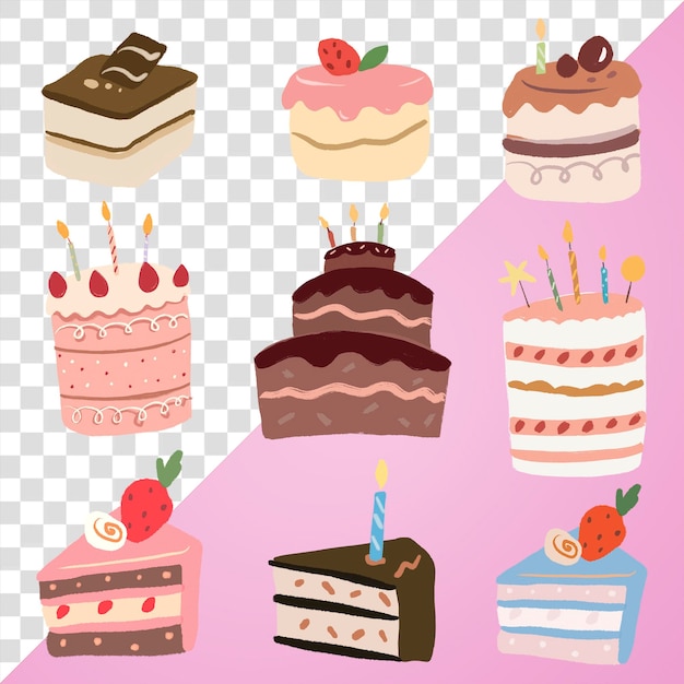 Zestaw graficzny naklejki Cake PNG