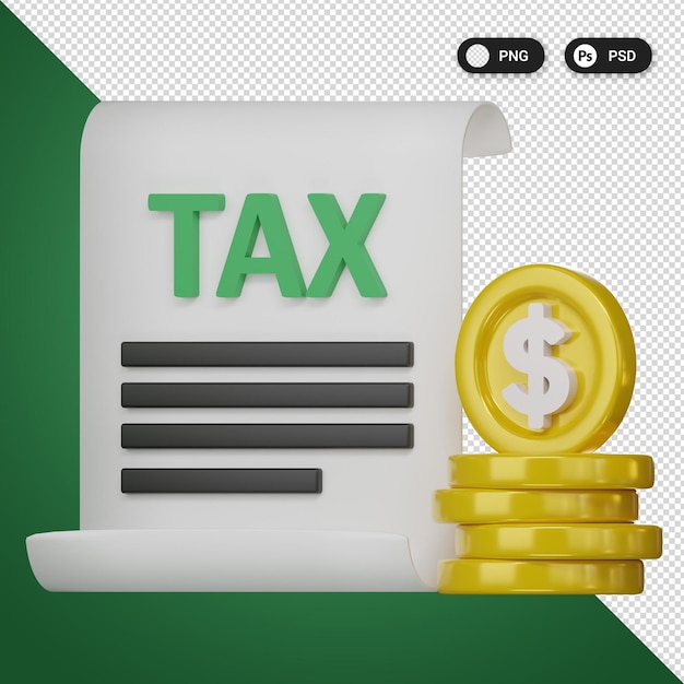 PSD zestaw ikon 3d dokumentów finansowych podatkowych