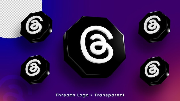 Zestaw Ikon Logo 3d Aplikacji Threads