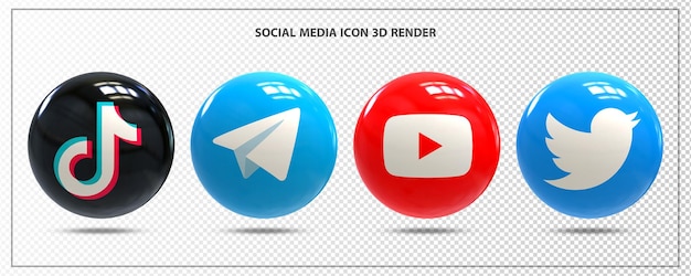 Zestaw ikon mediów społecznościowych 3d