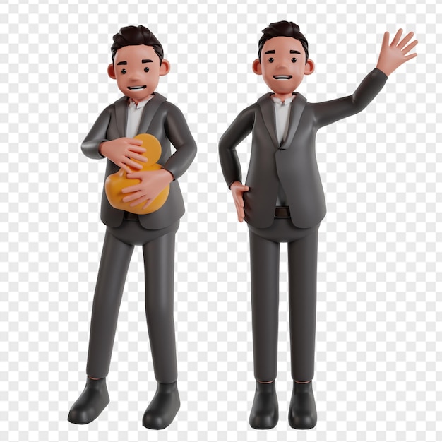 Zestaw ikon renderowania biznesmena 3D clipart