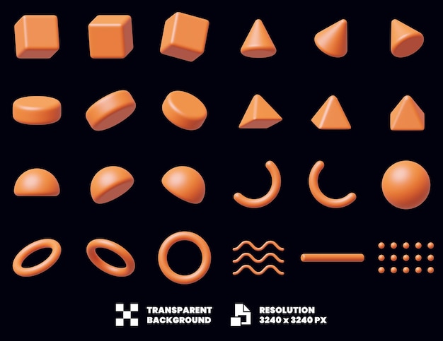 Zestaw Ilustracji Geometrycznych Kształtów Memphis W Renderowaniu 3d