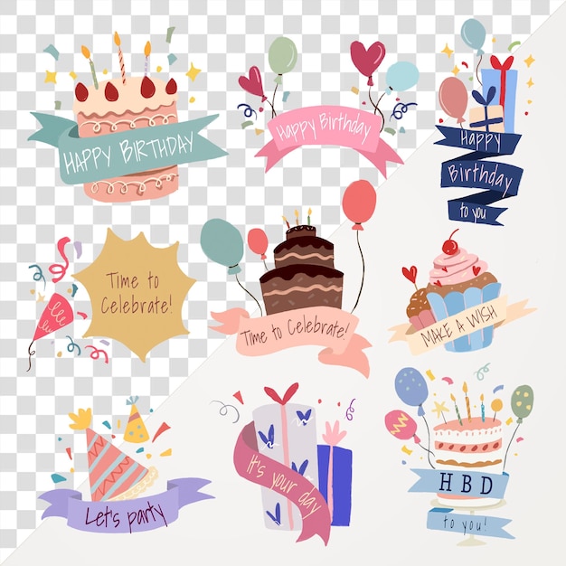 Zestaw ilustracji urodzinowych