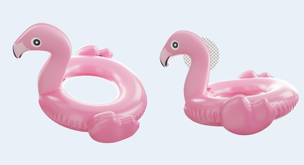 PSD zestaw kolekcja ikon flamingo stylu cartoon. renderowanie 3d