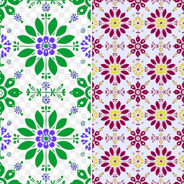 PSD zestaw kolorowych kwiatów na zielonym tle