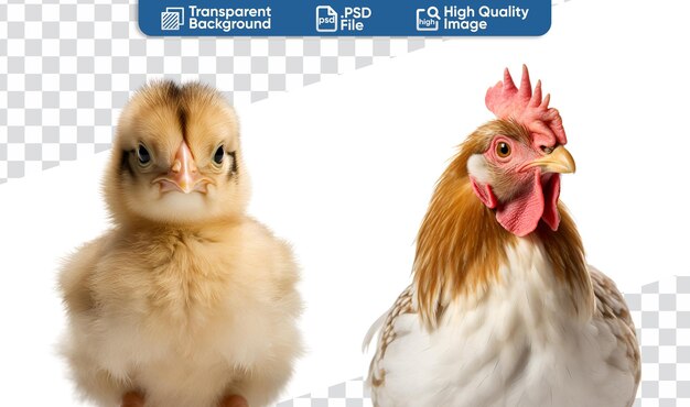 PSD zestaw kurczaka i kurczaka pół ciała zbliżyć zdjęcie od kurczaka do dorosłego koguta.