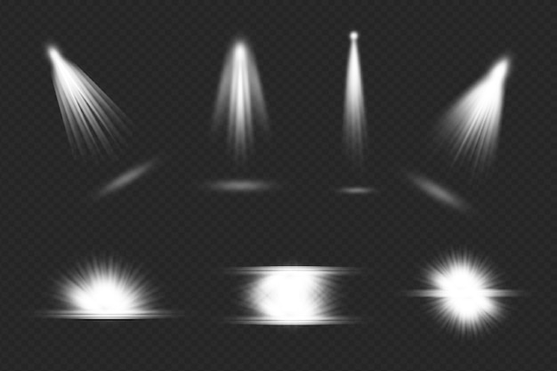 zestaw realistycznych iluminacji sceny Wiązki światła reflektory