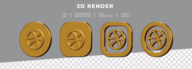 PSD zestaw renderowania 3d logo złoty dribble na białym tle