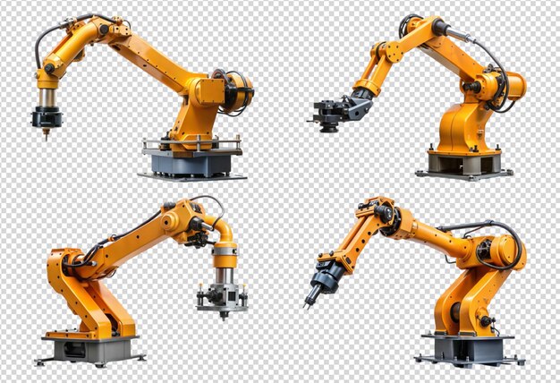 zestaw robotów z robotem po lewej