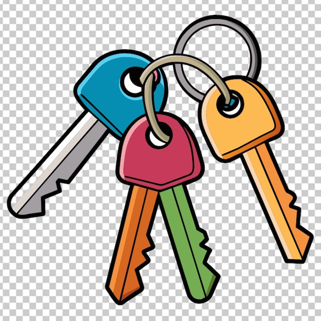 PSD zestaw różnych kluczy na kluczykach