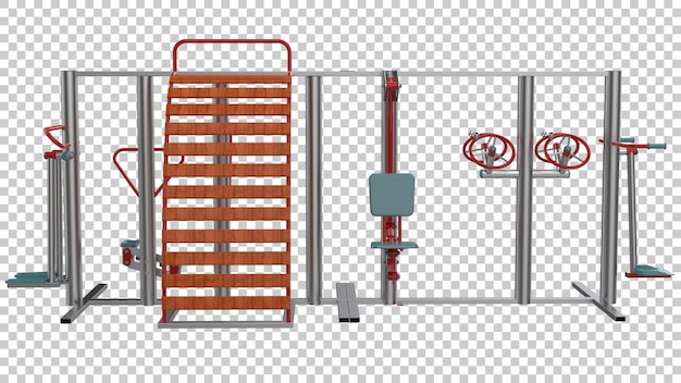 PSD zestaw siłowni w parku na przezroczystym tle ilustracji renderowania 3d