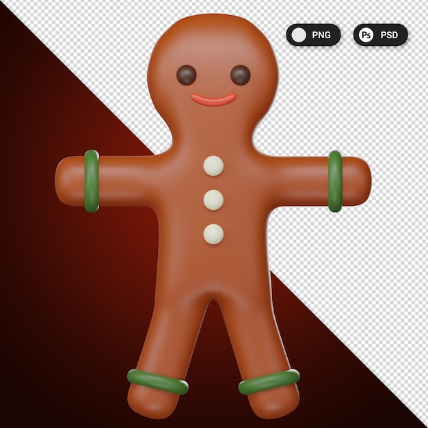 PSD zestaw świątecznych ikon gingerbread 3d render