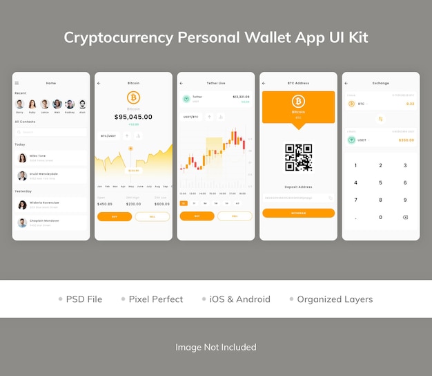 Zestaw Ui Aplikacji Do Osobistego Portfela Kryptowalut
