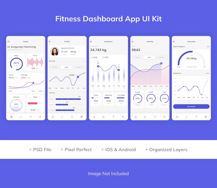 Zestaw UI aplikacji Fitness Dashboard