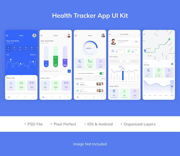 Zestaw UI aplikacji Health Tracker