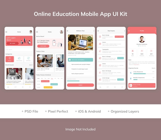 Zestaw Ui Aplikacji Mobilnej Edukacji Online